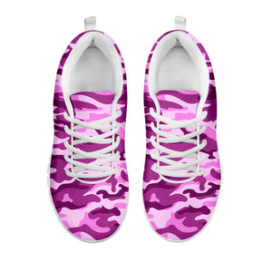 Pink Camouflage Print White Running Shoes