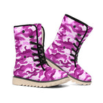 Pink Camouflage Print Winter Boots