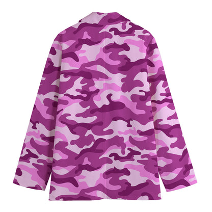 Pink Camouflage Print Women's Blazer