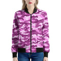 Pink Camouflage Print Women's Bomber Jacket