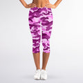 Pink Camouflage Print Women's Capri Leggings
