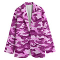 Pink Camouflage Print Women's Cotton Blazer