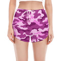 Pink Camouflage Print Women's Split Running Shorts