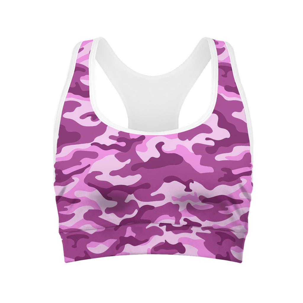 Pink Camouflage Print Women's Sports Bra