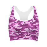 Pink Camouflage Print Women's Sports Bra