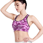 Pink Camouflage Print Women's Sports Bra