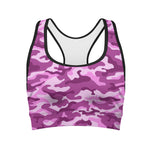 Pink Camouflage Print Women's Sports Bra