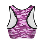 Pink Camouflage Print Women's Sports Bra