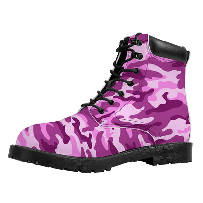 Pink Camouflage Print Work Boots