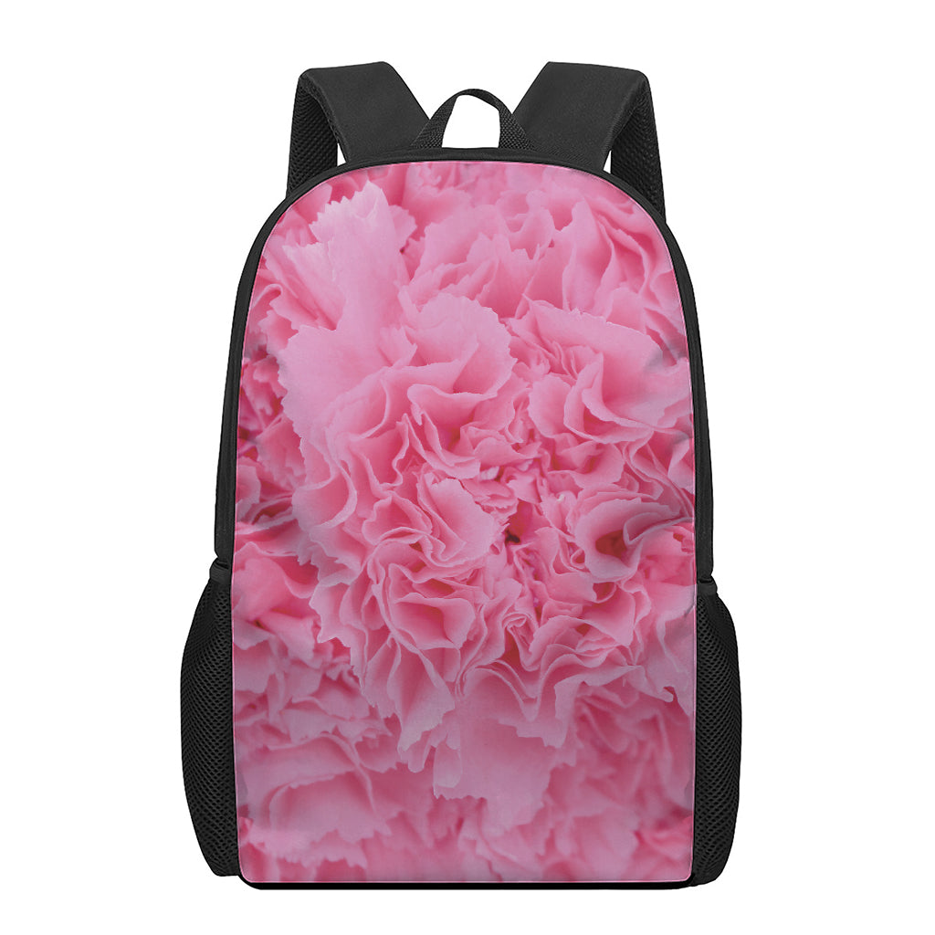 Pink Carnation Flower Print 17 Inch Backpack