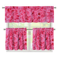 Pink Carnation Flower Print 3 Piece Kitchen Curtains