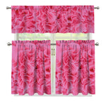 Pink Carnation Flower Print 3 Piece Kitchen Curtains