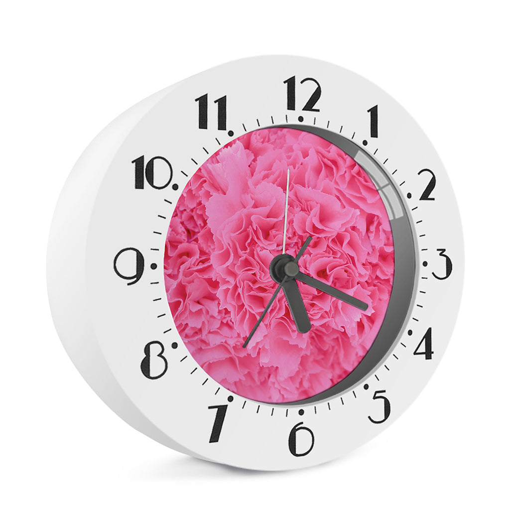 Pink Carnation Flower Print Alarm Clock