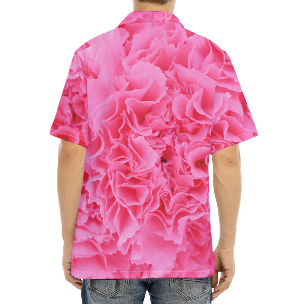 Pink Carnation Flower Print Aloha Shirt