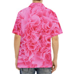 Pink Carnation Flower Print Aloha Shirt