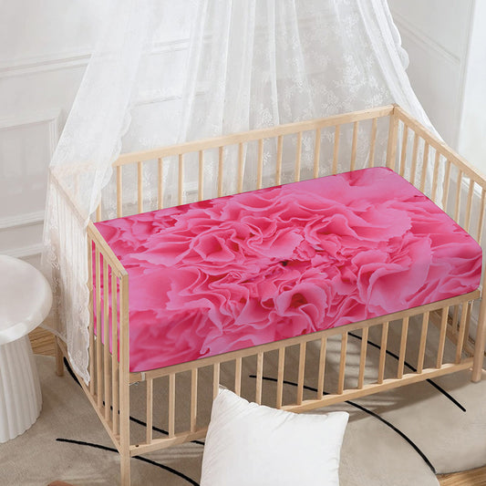 Pink Carnation Flower Print Baby Crib Sheet