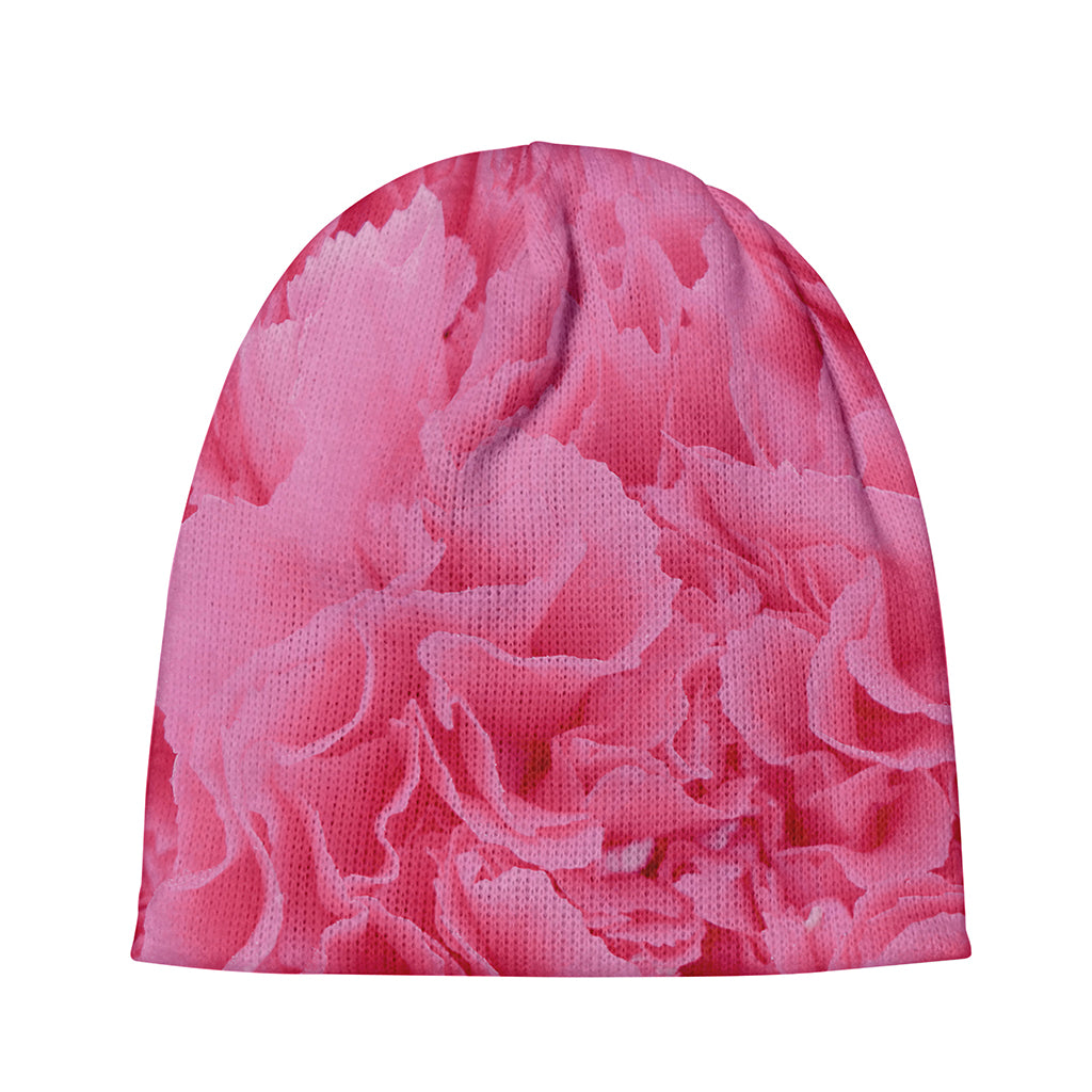 Pink Carnation Flower Print Beanie