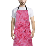 Pink Carnation Flower Print Bib Apron With Pocket