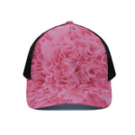 Pink Carnation Flower Print Black Mesh Trucker Cap