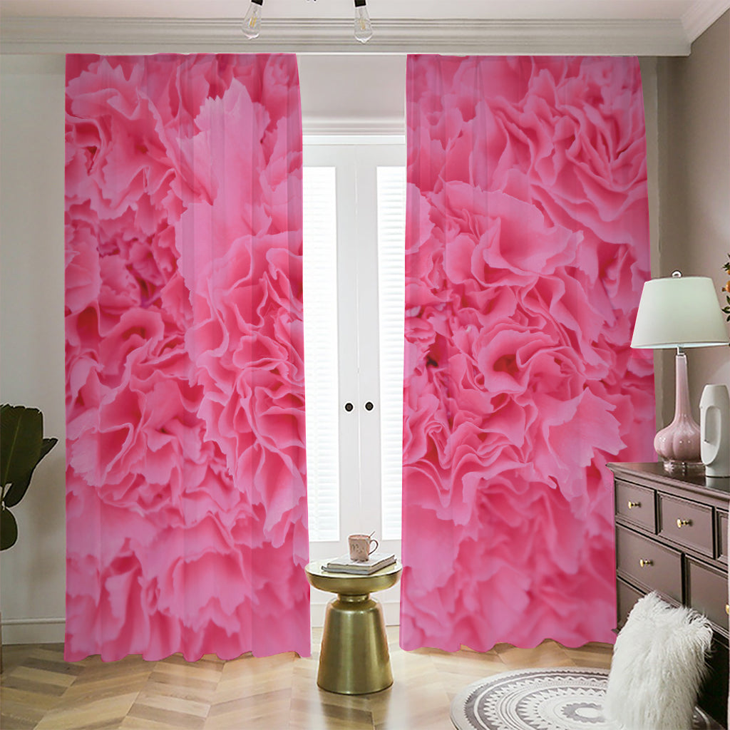 Pink Carnation Flower Print Blackout Pencil Pleat Curtains