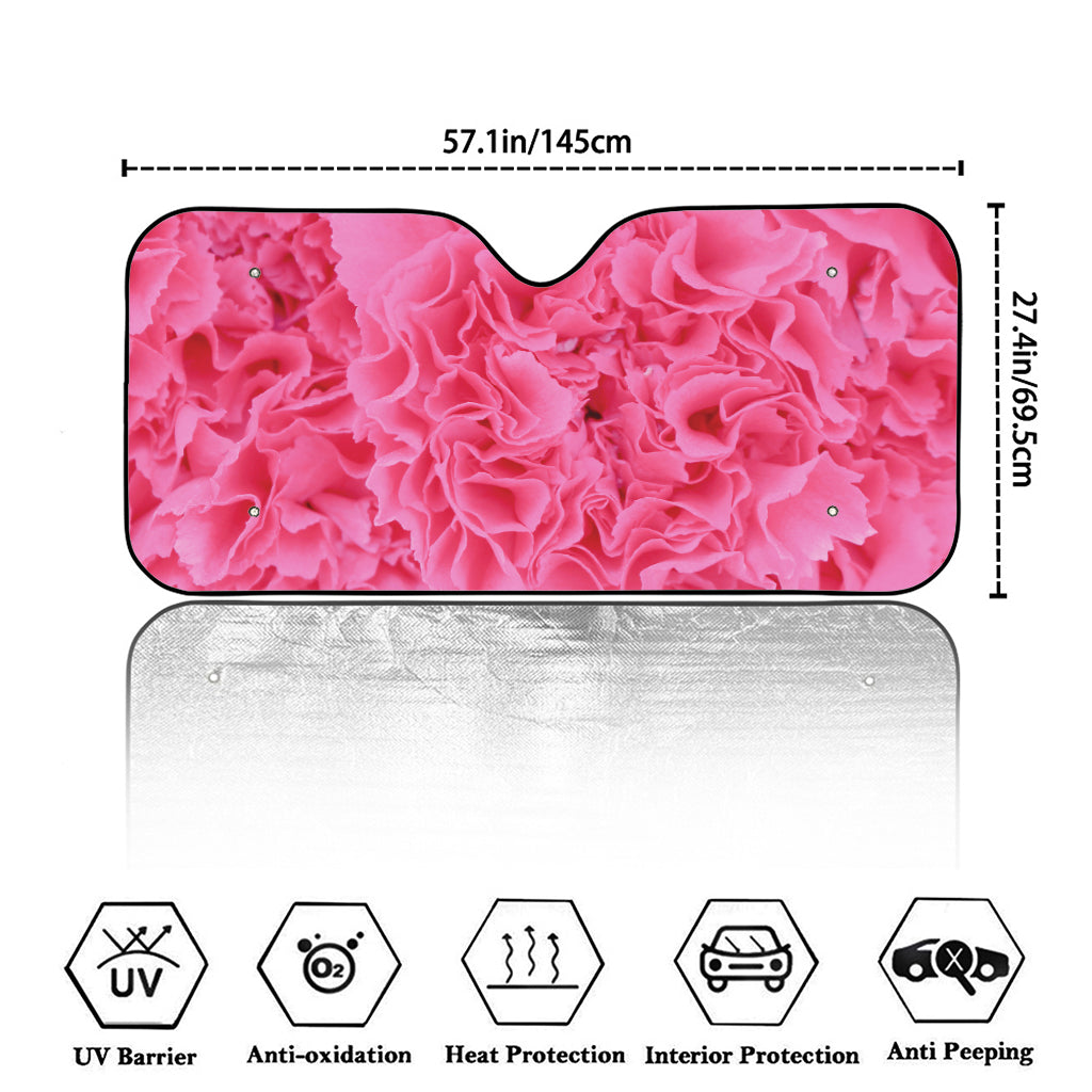 Pink Carnation Flower Print Car Windshield Sun Shade