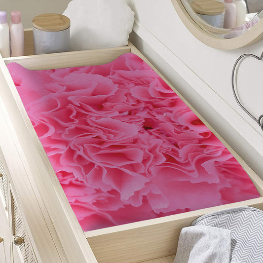Pink Carnation Flower Print Changing Pad Cover