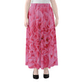 Pink Carnation Flower Print Chiffon Maxi Skirt