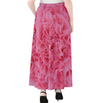 Pink Carnation Flower Print Chiffon Maxi Skirt