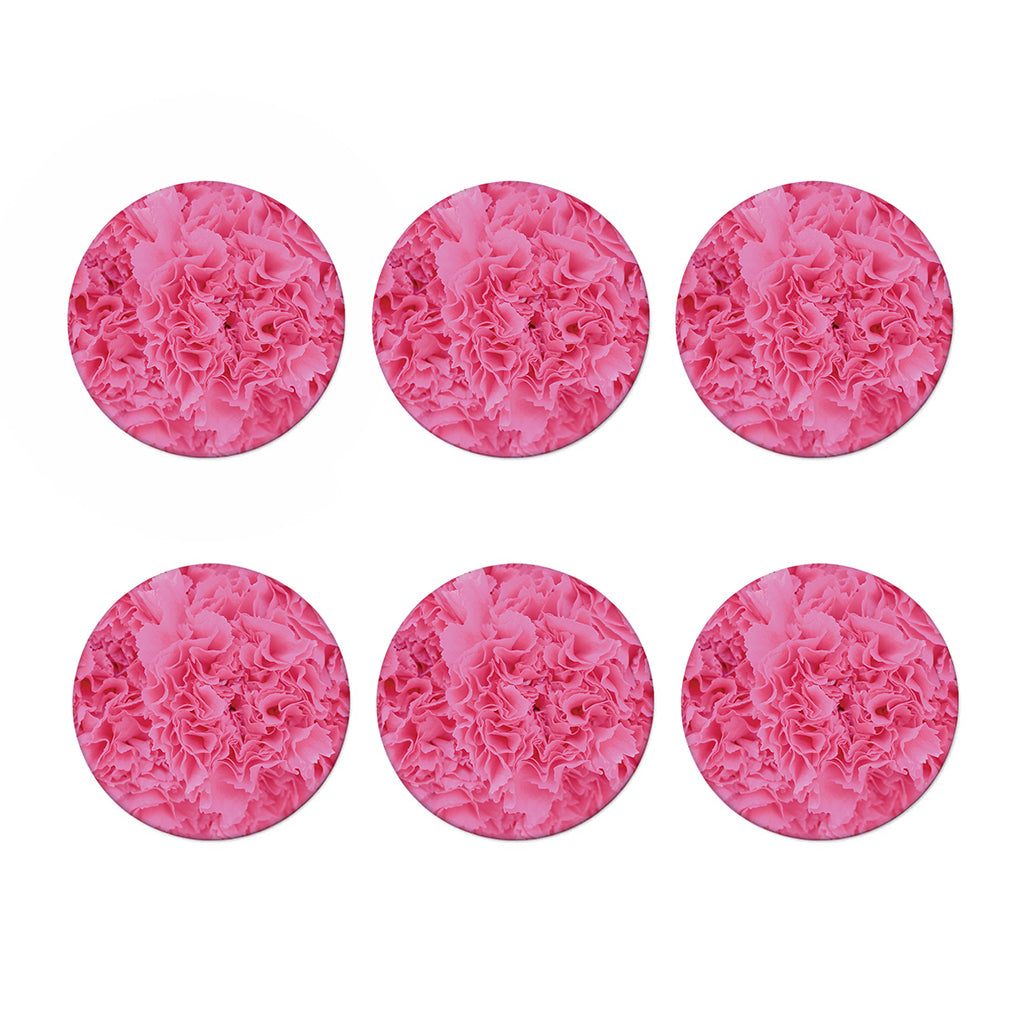Pink Carnation Flower Print Coaster Set