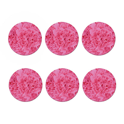 Pink Carnation Flower Print Coaster Set