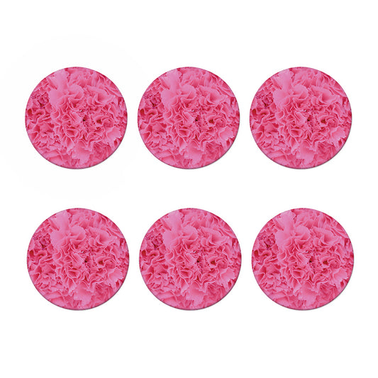 Pink Carnation Flower Print Coaster Set