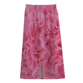 Pink Carnation Flower Print Cotton Front Slit Maxi Skirt