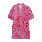 Pink Carnation Flower Print Cotton Hawaiian Shirt