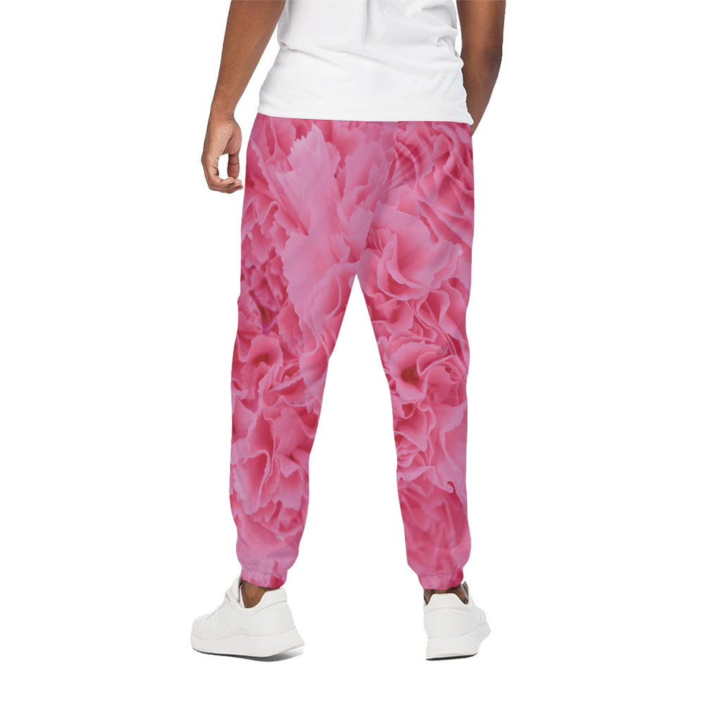 Pink Carnation Flower Print Cotton Pants