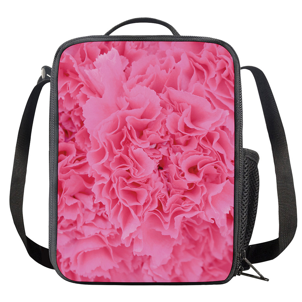 Pink Carnation Flower Print Crossbody Lunch Bag