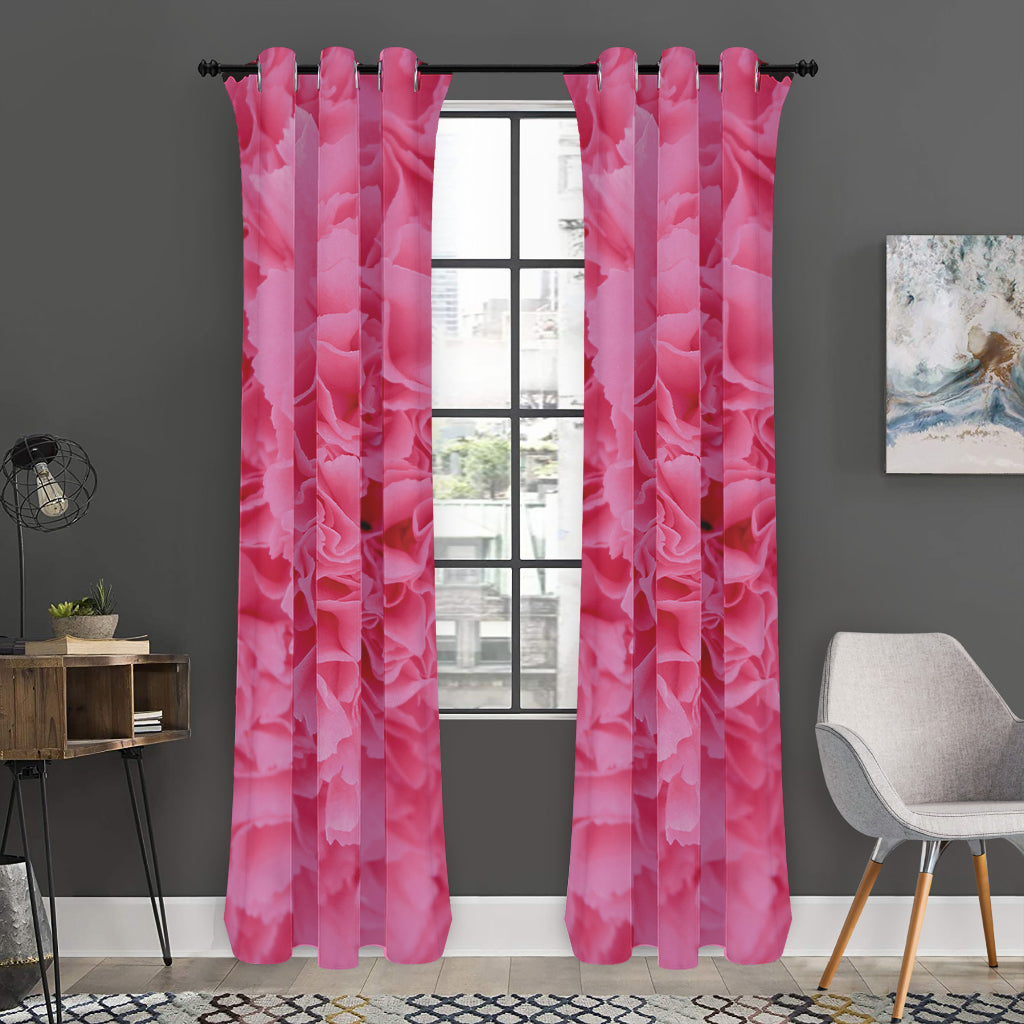 Pink Carnation Flower Print Curtain