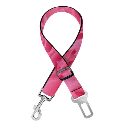 Pink Carnation Flower Print Dog Seat Belt