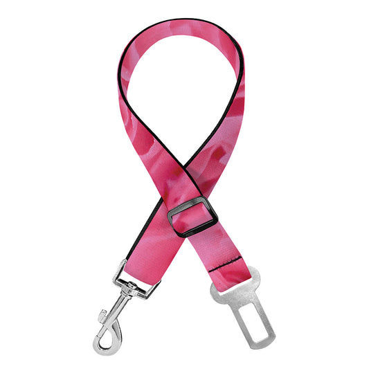 Pink Carnation Flower Print Dog Seat Belt