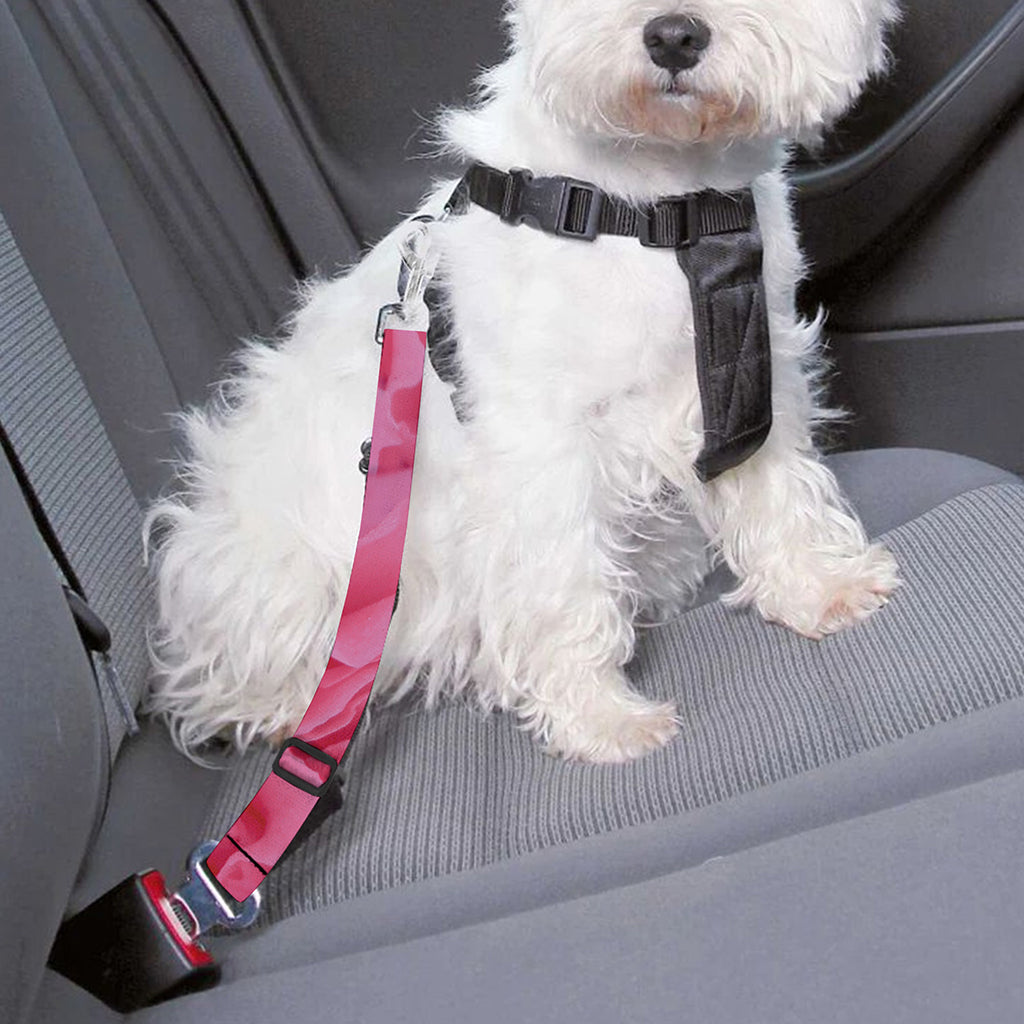 Pink Carnation Flower Print Dog Seat Belt