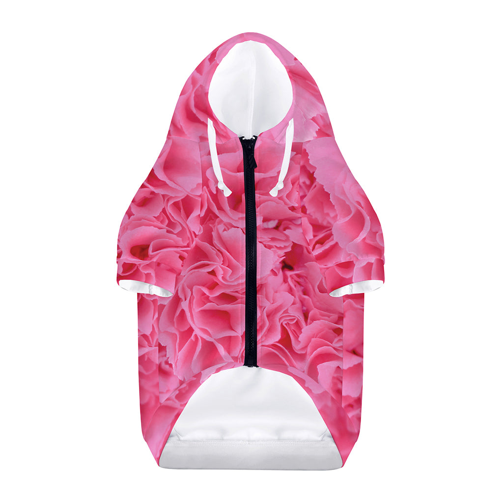 Pink Carnation Flower Print Dog Zip Up Hoodie