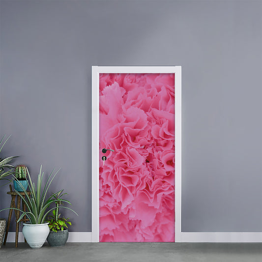 Pink Carnation Flower Print Door Sticker