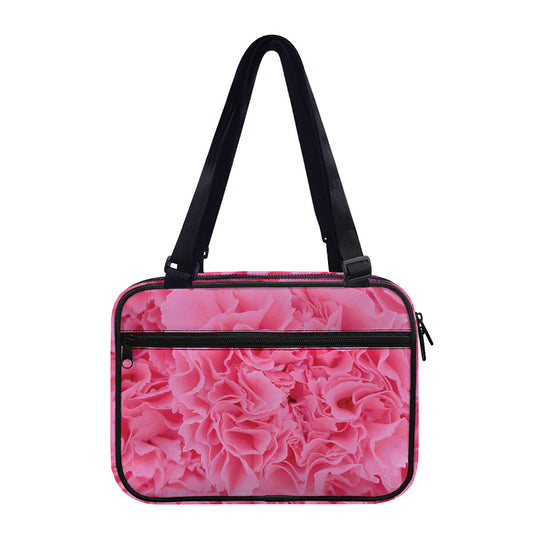 Pink Carnation Flower Print Double Strap Bible Bag