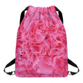 Pink Carnation Flower Print Drawstring Backpack