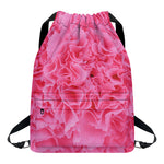 Pink Carnation Flower Print Drawstring Backpack
