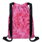Pink Carnation Flower Print Drawstring Backpack