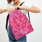 Pink Carnation Flower Print Drawstring Backpack