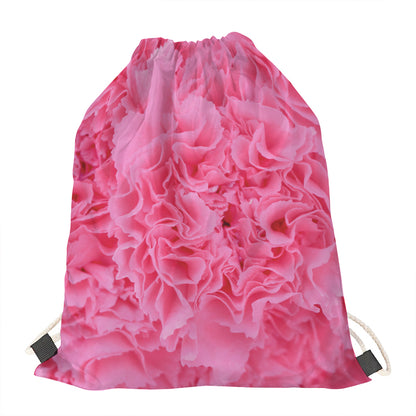Pink Carnation Flower Print Drawstring Bag