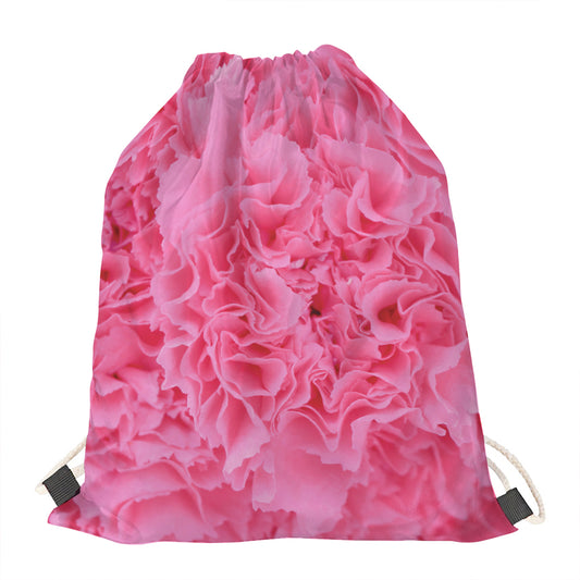 Pink Carnation Flower Print Drawstring Bag