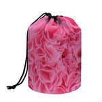 Pink Carnation Flower Print Drawstring Makeup Bag