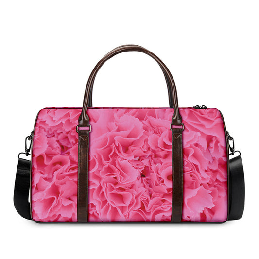 Pink Carnation Flower Print Duffle Bag